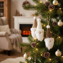Artikel Dekohänger Weihnachtswichtel, 3er-Set, Weiss und Braun, H 11 cm