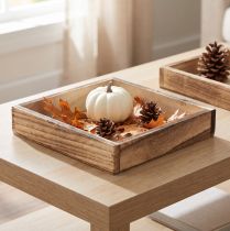 Artikel Holztablett 15x15 cm Natur quadratisch 4er Set für Dekoration Zuhause oder Büro
