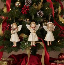 Artikel Deko Engel Baumschmuck Polyresin 10cm Beige Weiss Rot 3er-Set