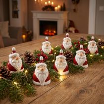Artikel Keramik Weihnachtsmann Figuren Set, Rot-Weiss, 6,4 cm, 6-teilig