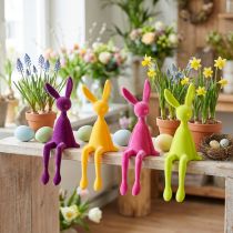 Artikel Osterdekoration Kantenhocker Hasen 28 cm beflockt farbig 4er-Set
