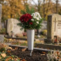Artikel Grabvase Kunststoff Silber 33cm mit Steckdorn
