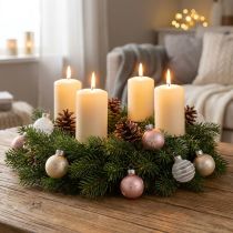 Artikel Mini Weihnachtskugeln Echtglas Ø3cm Creme Rosa Weiss 9 Stück