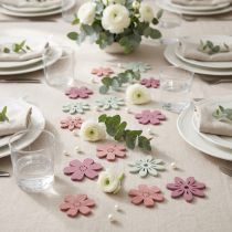 Artikel Streudeko Holzblumen Ø 3,5 cm Weiss Rosa Lila 36 Stk