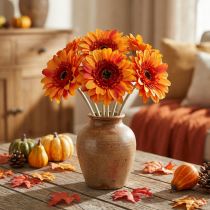 Artikel Künstliche Gerbera Blume Orange Ø11cm 50cm mit biegsamem Stiel