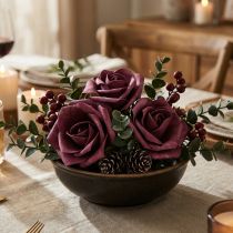 Artikel Schaumrosen Mauve Ø10cm 8 Stück mit Draht