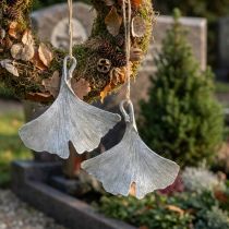 Artikel Grabschmuck Ginkgoblatt Anhänger 10 cm 3er-Set Grau Polyresin