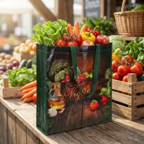Artikel Einkaufstasche Kunststoff 38×10×39cm mit Gemüse-Motiv und Henkeln
