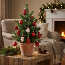 Artikel Mini Weihnachtsfiguren und Kugeln aus Glas 3cm, Rot und Weiss, 9-teilig sortiert