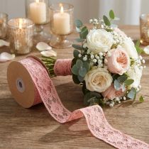 Artikel Spitzenband aus Polyester 25mm x 15m Altrosa für Hochzeits- und Vintage-Dekorationen