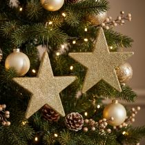 Artikel Weihnachtsstern Dekoanhänger Golden Glitter 30cm 2-teilig