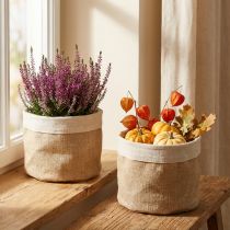 Artikel Jute Übertopf Stoffkörbchen mit Folie rund Ø21cm H19cm Natur 3er-Set