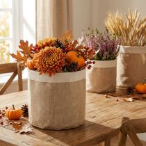 Artikel Jute Stoffkörbchen Utensilo Ø28cm H25cm Natur mit Folie im 3er-Set