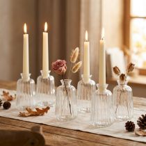 Artikel Dekoflaschen aus Glas 11cm klar – Mini-Vasen & Kerzenständer, 6er-Set