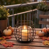 Artikel Gartenlaterne mit Henkel Metall Schwarz Windlicht Glas Ø17cm H15cm