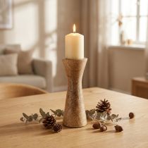 Artikel Kerzenständer Holz Natur Schwarz Ø6cm H16cm für Stabkerzen