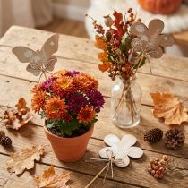 Artikel Blumenstecker aus Holz Schmetterling & Blume, 9 cm, Naturfarben, 12er-Set