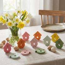 Artikel Vogelhaus-Streudeko aus Holz, bunt, 2,5–3,5 cm, 48 Stück