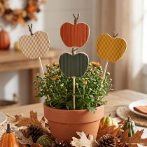 Artikel Blumenstecker Holz Apfelmotiv 5 x 5,5 cm 8er-Set Herbstdekoration