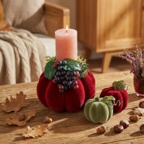 Artikel Mini-Deko-Kürbisset aus Kunststoff – Beflockte Oberfläche, 9,5 cm, Herbstfarben