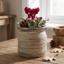 Artikel Keramik Übertopf Vase Grau-Braun 14×14cm für Wohn- und Tischdekoration