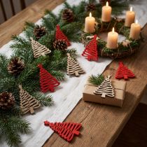 Artikel Holz-Streuteile Tannenbaum mit Stern 3 x 4,5 cm Natur Rot 72 Stück