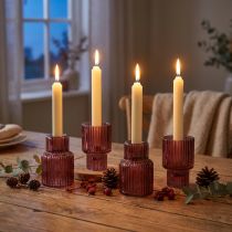 Artikel Kerzenhalter Glas für Stabkerzen und Teelichter Berry H8cm 4er Set