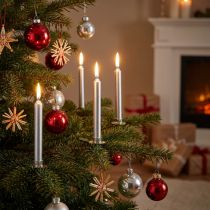 Artikel Silberne Baumkerzen 13x105mm – 20 Stück für Weihnachtsbaum und Dekoration