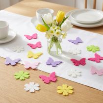 Artikel Streudeko aus Filz – Schmetterlinge und Blumen, 4 cm, 6 Farben, 72 Stück