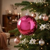 Artikel Weihnachtskugel aus Kunststoff Ø14 cm, Pink