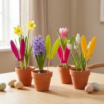 Artikel Hasenohren Blumenstecker 31cm, Kunststoff auf Holzstab, 4 Farben
