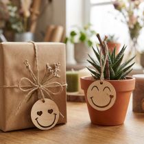 Artikel Holzanhänger Emoticon Ø4 cm Natur 24 Stück