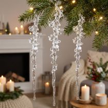 Artikel Winterdeko Eiszapfen Hänger 25cm 3 Stück Transparent Kunststoff