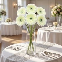 Artikel Gerbera künstlich Weiss 62cm 6er-Set aus Kunststoff