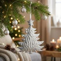 Artikel Anhänger Tannenbaum aus Metall Silber 20,5×15,5cm mit Band