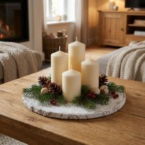 Artikel Deko Holzscheibe Ø20cm Weiss mit Rinde aus Sperrholz als Untersetzer