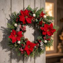 Artikel Künstlicher Weihnachtsstern Rot, Seidenblumen, ca. 32 cm, 6 Stiele