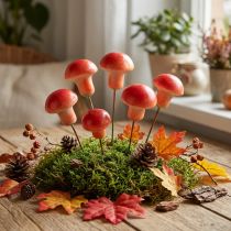 Artikel Dekopilze aus Kunststoff mit Draht 7 cm Rot für Herbstdeko - 24 Stück