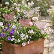 Artikel Gartenstecker Schmetterling Metall Rosa Zweifarbig 30cm 6er-Set