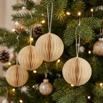 Artikel Weihnachts-Wabenkugeln Creme mit Glitter Ø 7 cm, 4 Stück aus Papier