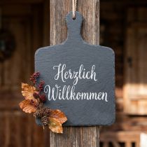Artikel Schieferplatte mit Griff und Jutekordel 26×18 cm Schwarz