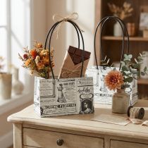Artikel Geschenktüten Papier Schwarz-Weiss mit Henkeln 13,5 x 22 cm – 10 Stück