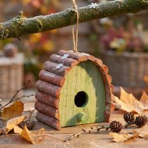Artikel Hängedeko Vogelhaus aus Holz mit rundem Dach 16,5×10×17 cm Grün Braun