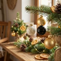 Artikel Mini-Weihnachtskugeln Glas Ø3cm, 9-teilig in Weiss, Schwarz und Gold