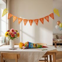 Artikel Deko-Wimpelkette Einschulung Schulkind aus Filz Gelb Orange 295 cm