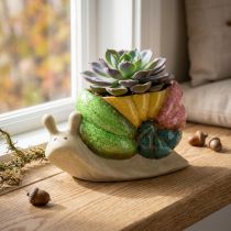 Artikel Deko Schnecke Keramik Pflanztopf Bunt 19x8,5x11 cm