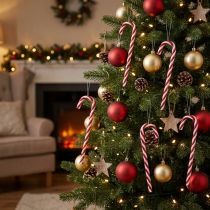 Artikel Christbaumschmuck Zuckerstange Kunststoff 18 cm Rot-Weiss 12 Stück