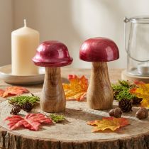 Artikel Holzdeko Pilze Ø6 cm H10 cm Rot Glänzend 2er Set für Tisch- und Raumdekoration