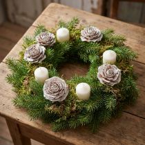 Artikel Zedernzapfen in Rosenform, 4–6 cm, weiss/natur, 50 Stück