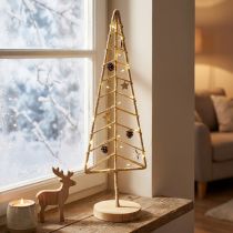 Artikel Tannenbaum Dekoration Holz Metall Natur 18x12x51cm